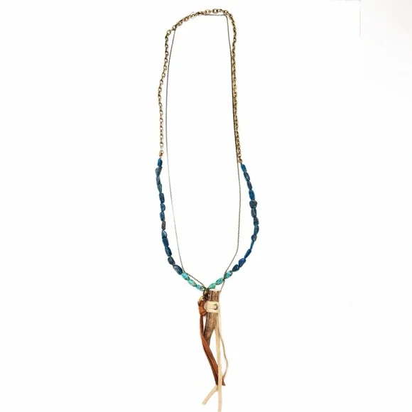Turquoise and apatite stone necklace - Picture 5 of 6